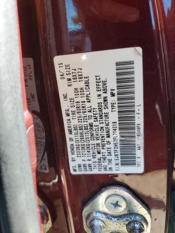 5J6TF2H53FL004018 - 2015 HONDA CROSSTOUR EXL ბურგუნდია ფოტო 12