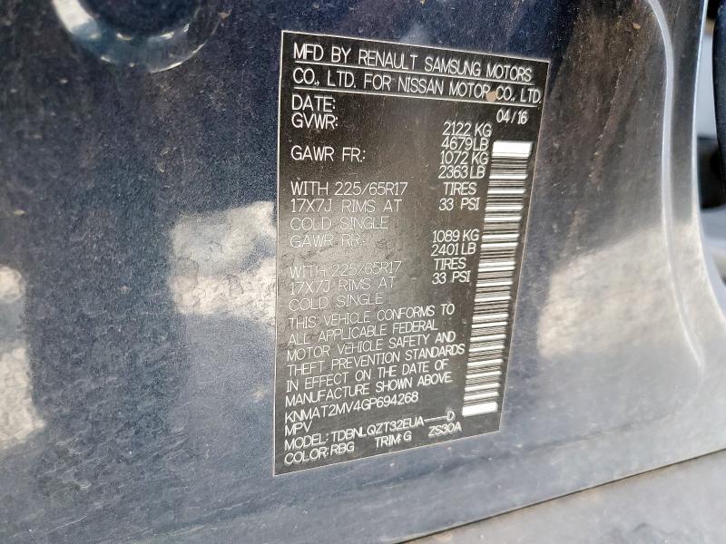 KNMAT2MV4GP694268 - 2016 NISSAN ROGUE S 灰色 照片 14