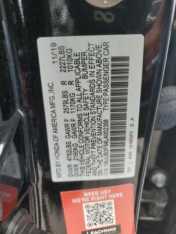 19UUB3F64LA002388 - 2020 ACURA TLX TECHNOLOGY BLACK photo 12