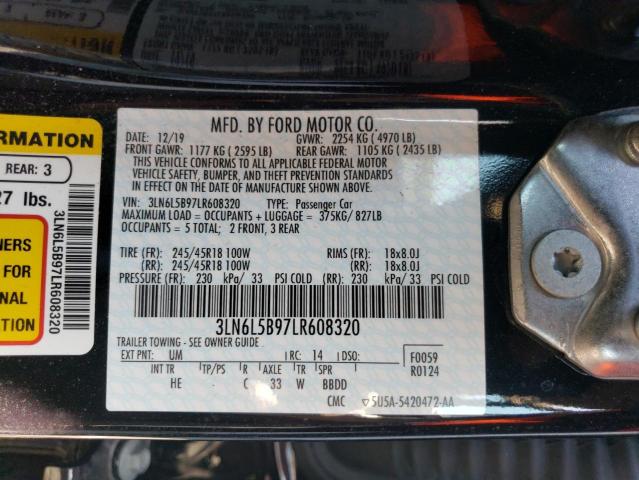 3LN6L5B97LR608320 - 2020 LINCOLN MKZ BLACK photo 13