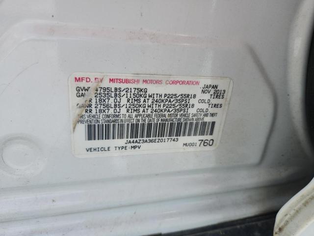 JA4AZ3A36EZ017743 - 2014 MITSUBISHI OUTLANDER SE WHITE photo 13