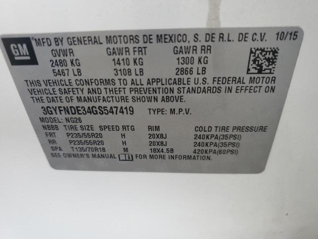 3GYFNDE34GS547419 - 2016 CADILLAC SRX PREMIUM COLLECTION WHITE photo 14