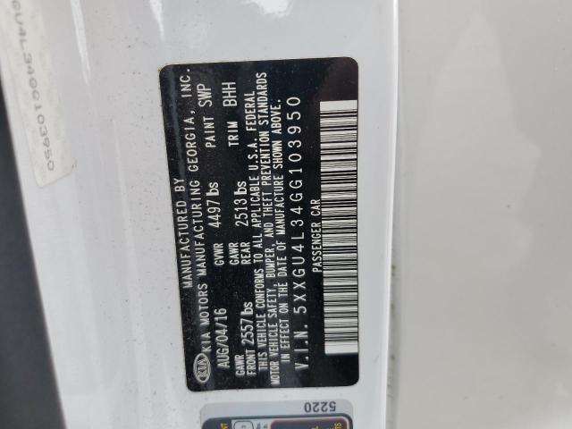 5XXGU4L34GG103950 - 2016 KIA OPTIMA EX Ақ фото 12