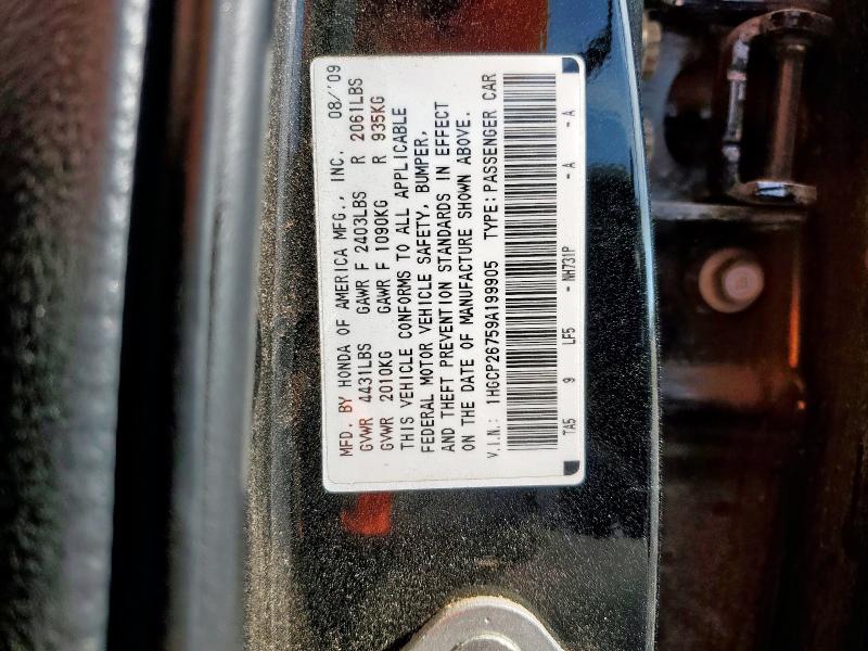 1HGCP26759A199905 - 2009 HONDA ACCORD EX BLACK photo 13