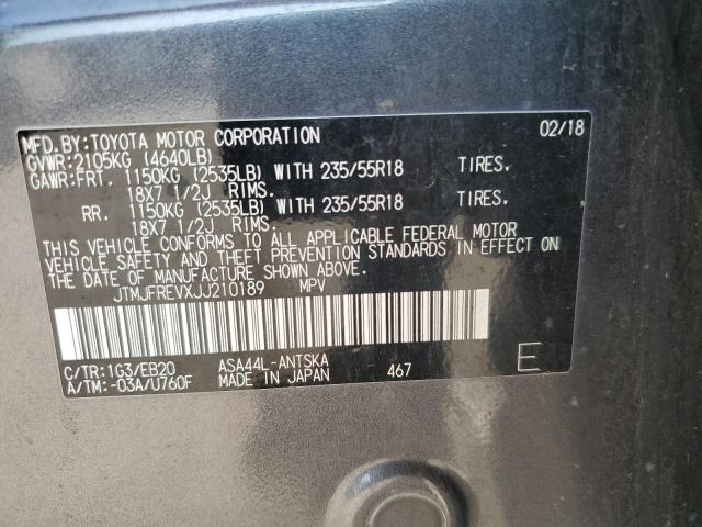 JTMJFREVXJJ210189 - 2018 TOYOTA RAV4 SE 灰色 照片 12