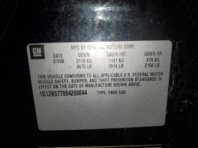 1G1ZK577084200844 - 2008 CHEVROLET MALIBU LTZ შავი ფოტო 12