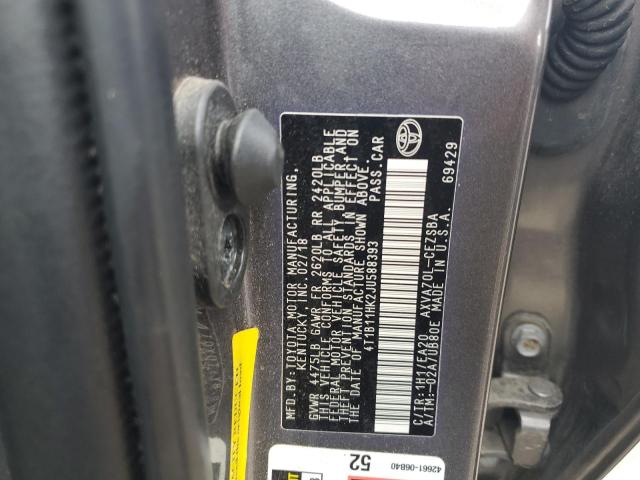 4T1B11HK2JU588393 - 2018 TOYOTA CAMRY L GRAY photo 12