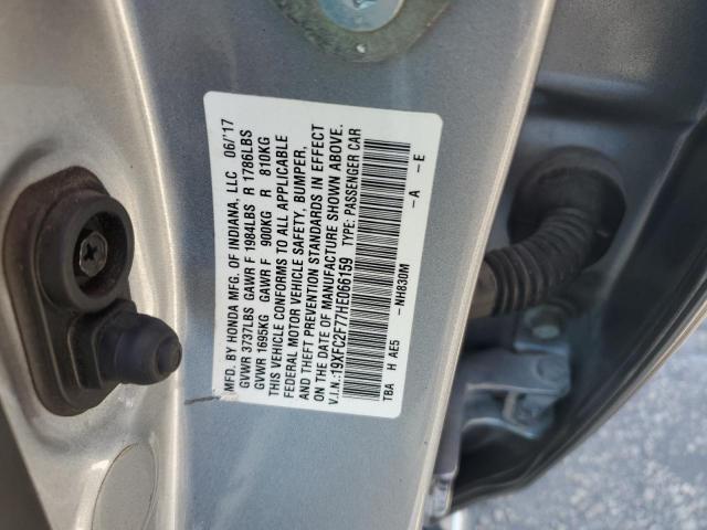 19XFC2F77HE066159 - 2017 HONDA CIVIC EX SILVER photo 12