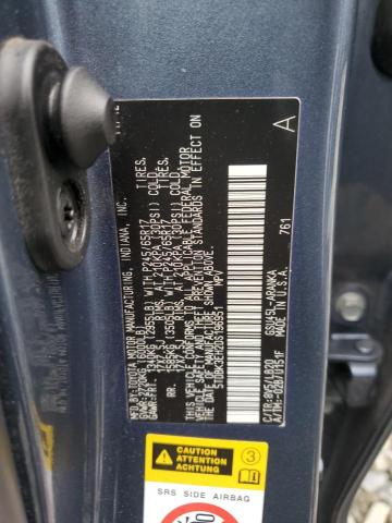 5TDBK3EH2DS196951 - 2013 TOYOTA HIGHLANDER BASE Կապույտ լուսանկար 13