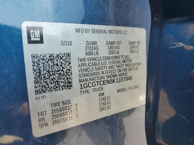 1GCGTCEN5K1107845 - 2019 CHEVROLET COLORADO LT BLUE photo 13