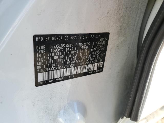 3HGGK5H85KM749068 - 2019 HONDA FIT EX WHITE photo 12