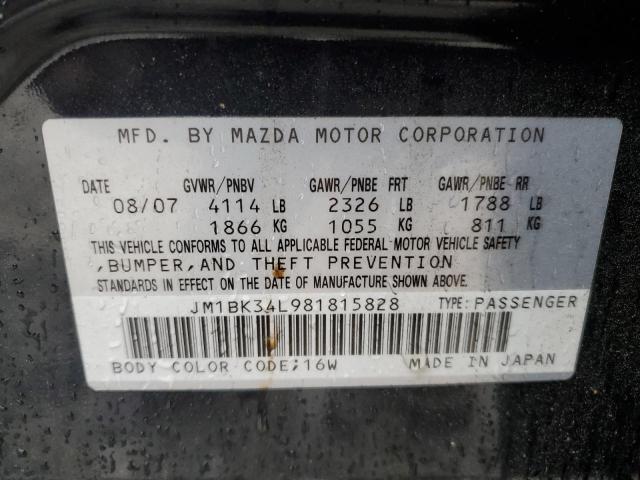 JM1BK34L981815828 - 2008 MAZDA SPEED 3 BLACK photo 14