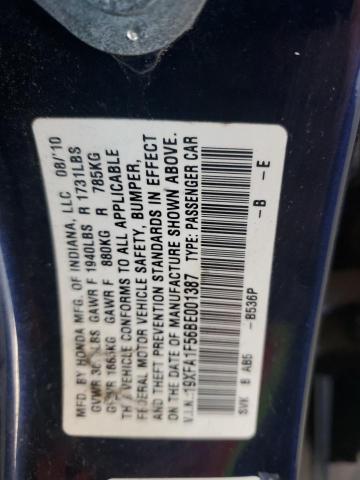 19XFA1F56BE001387 - 2011 HONDA CIVIC LX BLUE photo 13