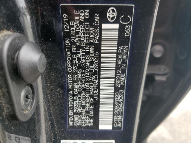 JTDEPRAE0LJ090216 - 2020 TOYOTA COROLLA LE BLACK photo 13