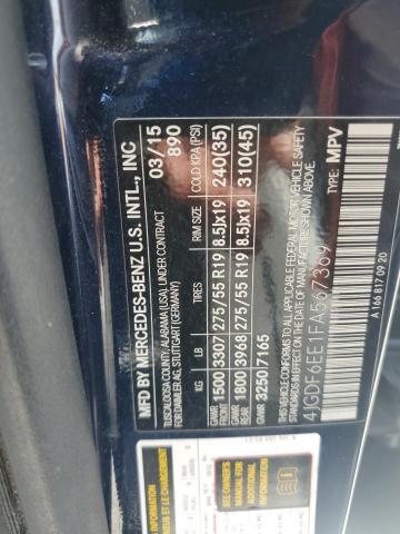 4JGDF6EE1FA567369 - 2015 MERCEDES-BENZ GL 450 4MATIC BLUE photo 12