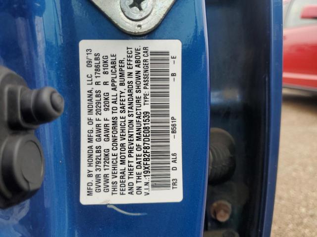 19XFB2F87DE081539 - 2013 HONDA CIVIC EX BLUE photo 12