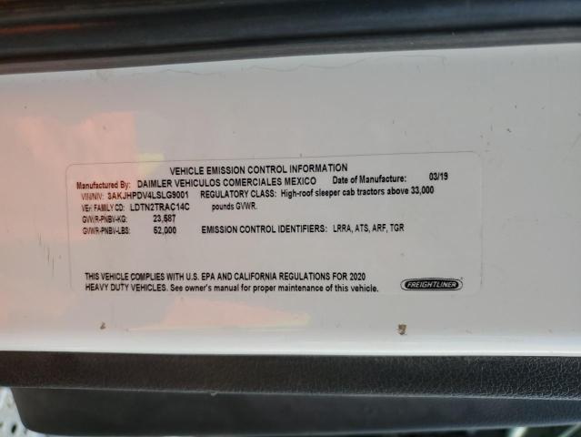3AKJHPDV4LSLG9001 - 2020 FREIGHTLINER CASCADIA 1 თეთრი ფოტო 10