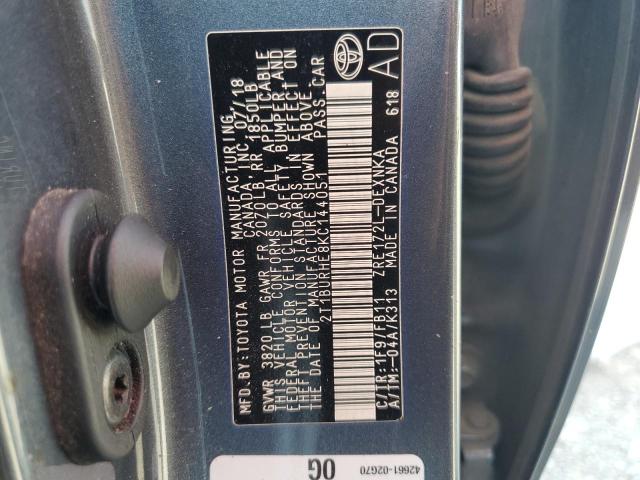 2T1BURHE8KC144051 - 2019 TOYOTA COROLLA L 灰色 照片 13