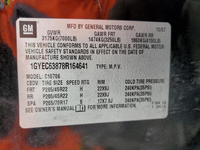 1GYEC63878R164641 - 2008 CADILLAC ESCALADE LUXURY შავი ფოტო 13