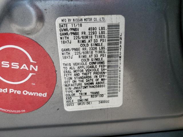 JN8AT2MT7KW256880 - 2019 NISSAN ROGUE S GRAY photo 14