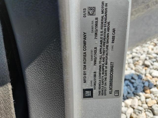 KL8CB6S92DC564977 - 2013 CHEVROLET SPARK LS SILVER photo 12