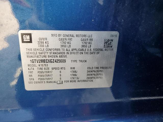 1GTV2MEC6GZ425609 - 2016 GMC SIERRA K1500 SLE BLUE photo 12