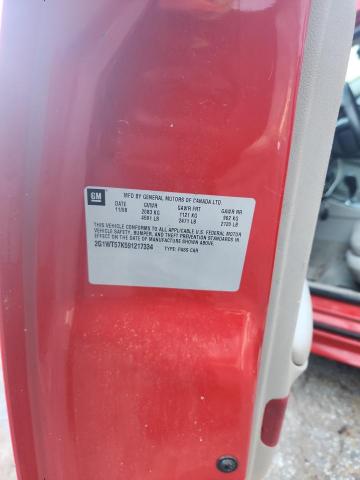 2G1WT57K591217334 - 2009 CHEVROLET IMPALA 1LT RED photo 12