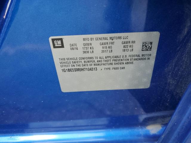 1G1BE5SM9H7104313 - 2017 CHEVROLET CRUZE LT 蓝色 照片 12