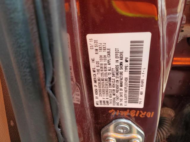 5J6TF1H57FL001438 - 2015 HONDA CROSSTOUR EXL მუქწითელი ფოტო 12