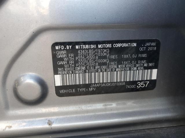 JA4AP3AU0KU010908 - 2019 MITSUBISHI OUTLANDER ES GRAY photo 13