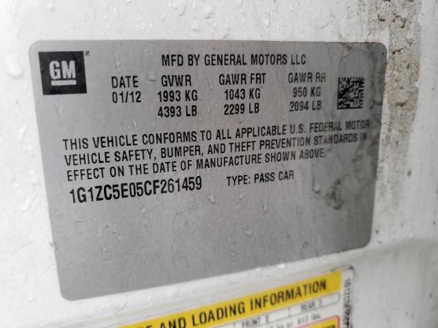 1G1ZC5E05CF261459 - 2012 CHEVROLET MALIBU 1LT WHITE photo 12