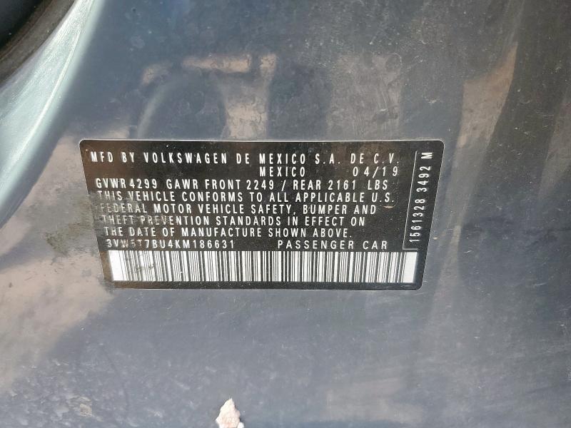 3VW5T7BU4KM186631 - 2019 VOLKSWAGEN JETTA GLI GRAY photo 12