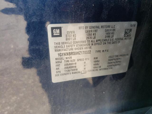 1GYKNBRS9HZ170322 - 2017 CADILLAC XT5 LUXURY BLUE photo 13