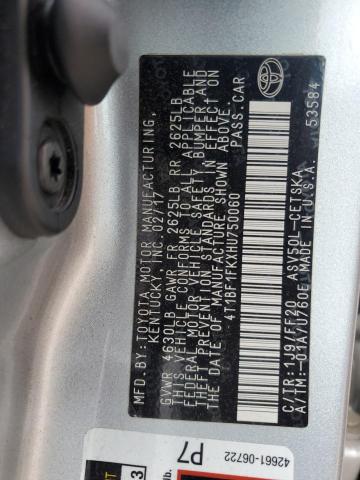 4T1BF1FKXHU750060 - 2017 TOYOTA CAMRY LE SILVER photo 13
