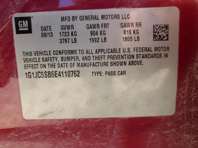 1G1JC5SB6E4110762 - 2014 CHEVROLET SONIC LT MAROON photo 12