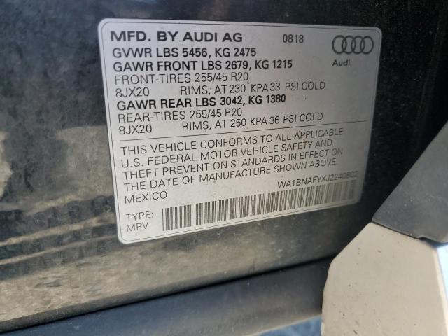 WA1BNAFYXJ2240802 - 2018 AUDI Q5 PREMIUM PLUS BLACK photo 12