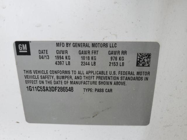 1G11C5SA3DF286548 - 2013 CHEVROLET MALIBU 1LT WHITE photo 12