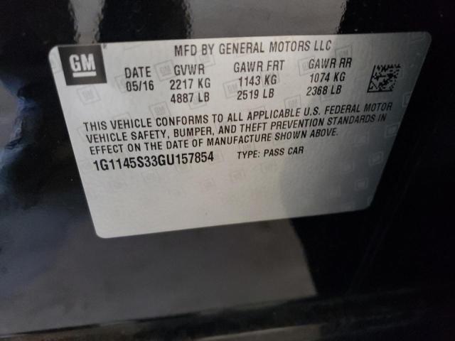 1G1145S33GU157854 - 2016 CHEVROLET IMPALA LTZ BLACK photo 12