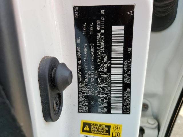 5TDJKRFHXGS325259 - 2016 TOYOTA HIGHLANDER XLE WHITE photo 13