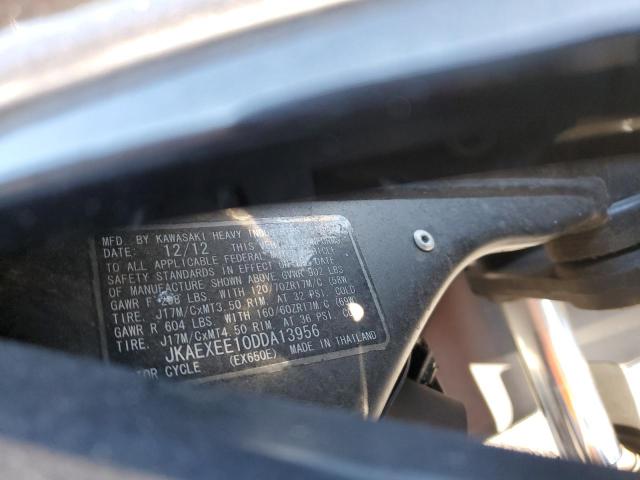 JKAEXEE10DDA13956 - 2013 KAWASAKI EX650 E BLACK photo 9