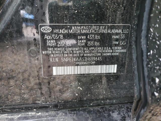 5NPE24AA5JH699645 - 2018 HYUNDAI SONATA ECO BLACK photo 12