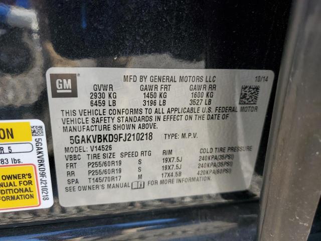 5GAKVBKD9FJ210218 - 2015 BUICK ENCLAVE შავი ფოტო 13