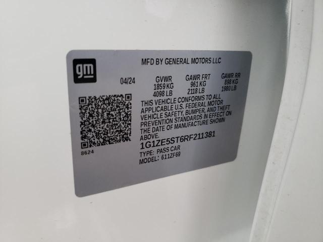1G1ZE5ST6RF211381 - 2024 CHEVROLET MALIBU PREMIER 白色 照片 12
