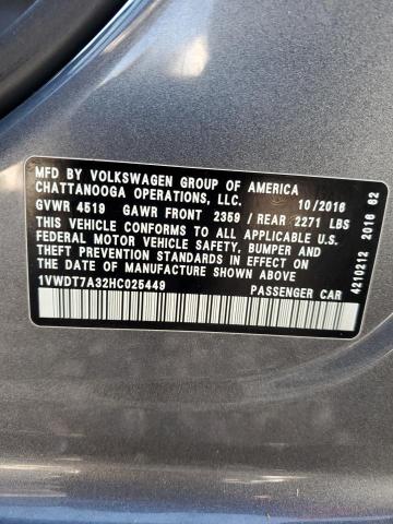 1VWDT7A32HC025449 - 2017 VOLKSWAGEN PASSAT R-LINE Boz foto 12