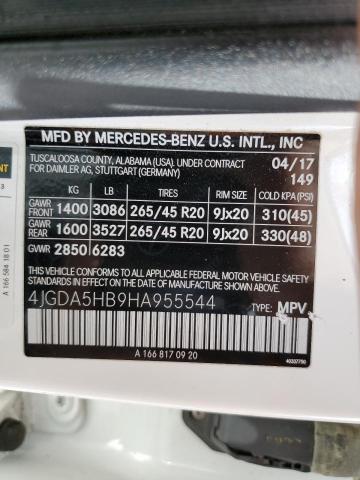 4JGDA5HB9HA955544 - 2017 MERCEDES-BENZ GLE 350 4MATIC WHITE photo 14