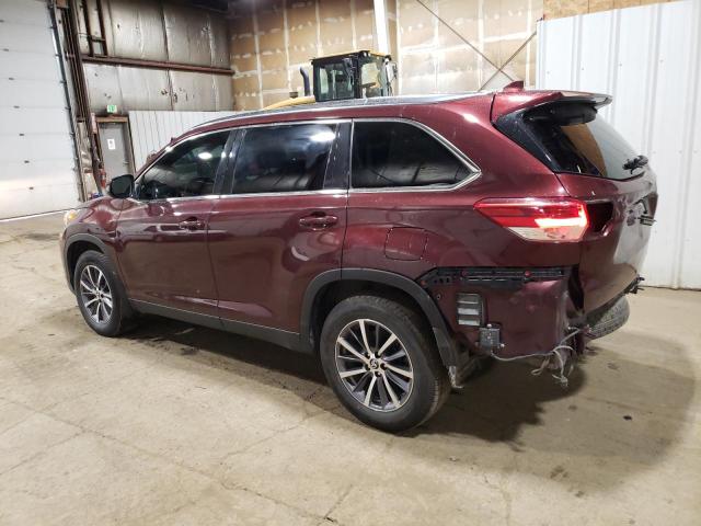 5TDJZRFH5KS945019 - 2019 TOYOTA HIGHLANDER SE ბურგუნდია ფოტო 2