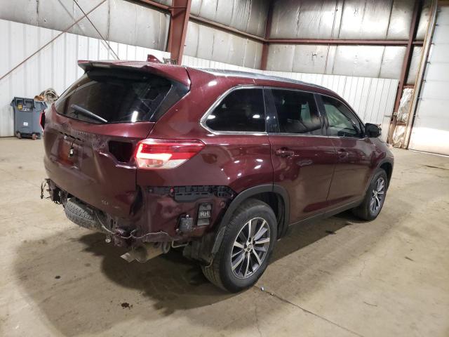 5TDJZRFH5KS945019 - 2019 TOYOTA HIGHLANDER SE ბურგუნდია ფოტო 3