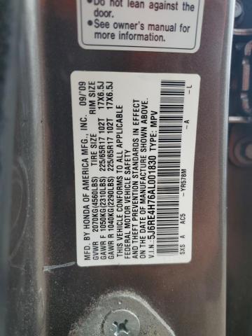 5J6RE4H76AL001830 - 2010 HONDA CR-V EXL CHARCOAL photo 12