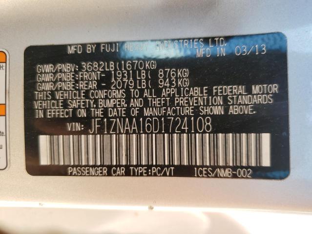 JF1ZNAA16D1724108 - 2013 TOYOTA SCION FR-S ვერცხლისფერი ფოტო 12