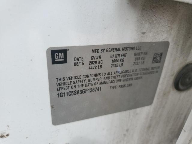 1G11C5SA3GF126741 - 2016 CHEVROLET MALIBU LIM LT WHITE photo 12